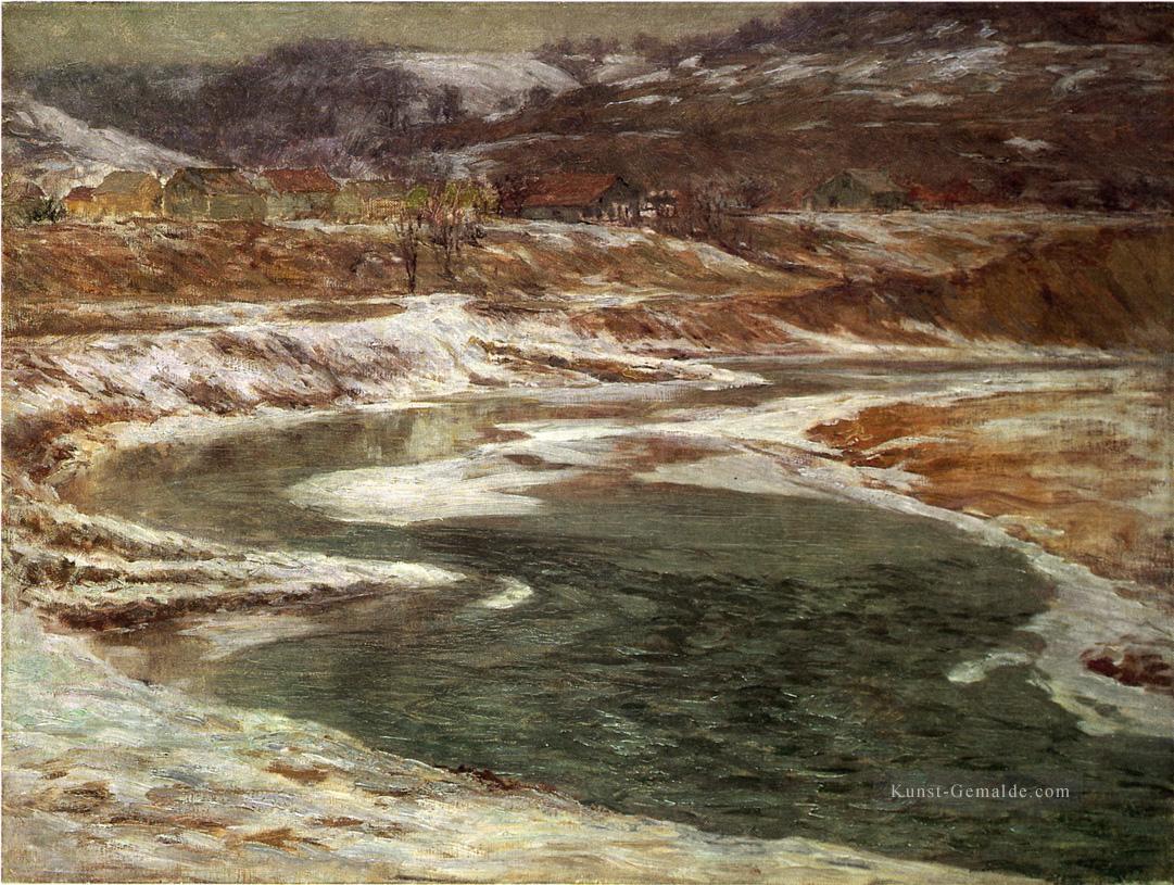 Winter Brookville Landschaft John Ottis Adams Ölgemälde